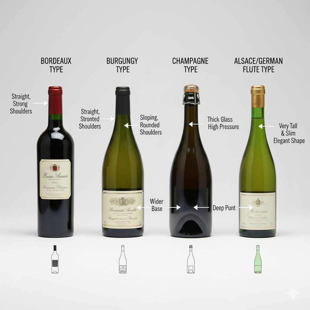 産地ごとに違うボトルの太さ