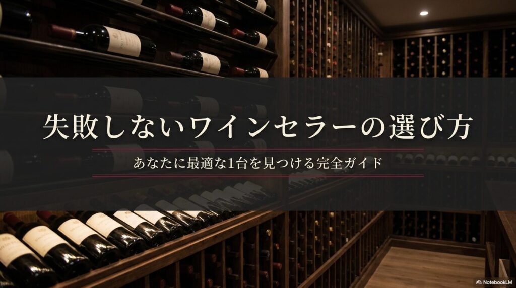 初めて買う・安さ重視、長期熟成・品質重視、置く場所がないといった目的から最適なワインセラーを導き出すフローチャート