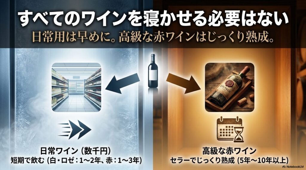 デイリーワインと高級ワインの飲み頃・熟成期間の違い