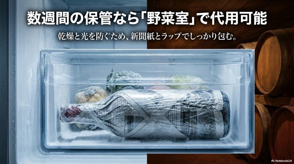 冷蔵庫の野菜室を活用したワインの一時的な代用保管方法