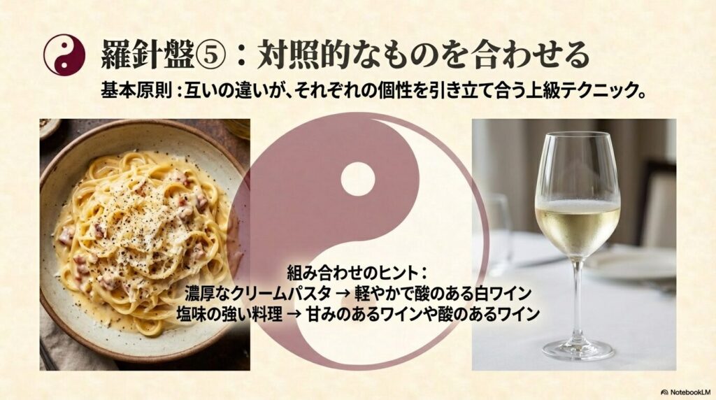 対照的なものを合わせる