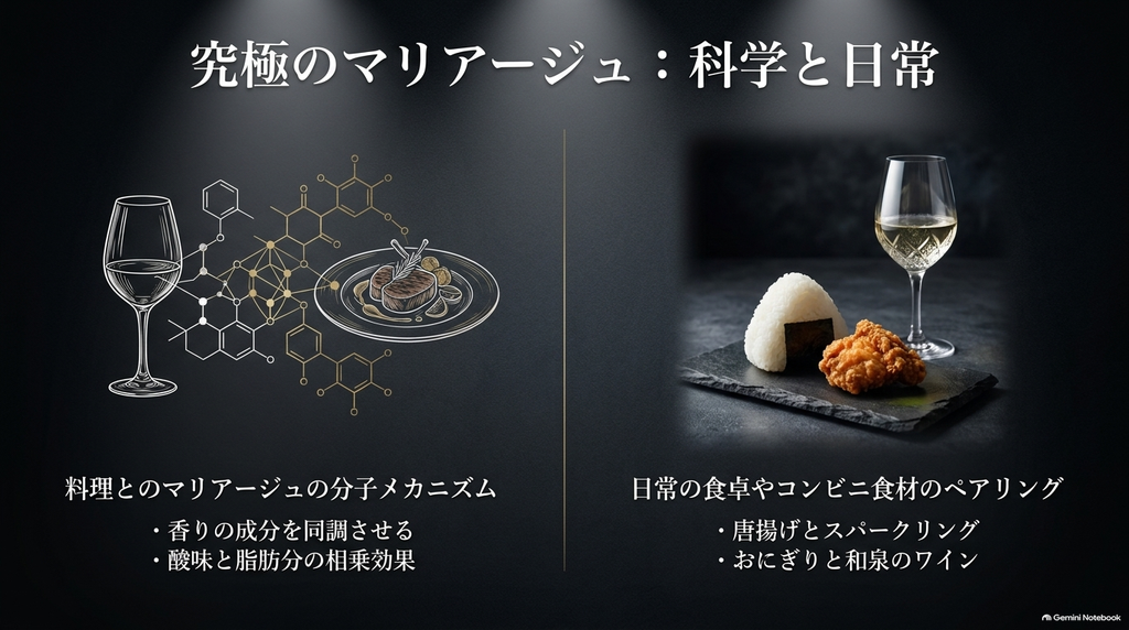 料理とのマリアージュの分子メカニズムと、日常の食卓やコンビニ食材のペアリング