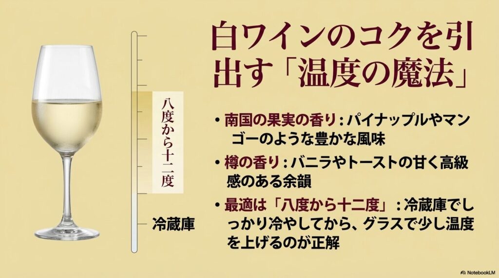 白ワインを美味しくする温度（8度〜12度）のイラスト